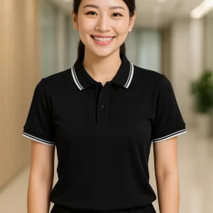 Áo Polo Đen Sọc Trắng Poly Thái – Sang Trọng, Đột Phá Cho Doanh Nghiệp