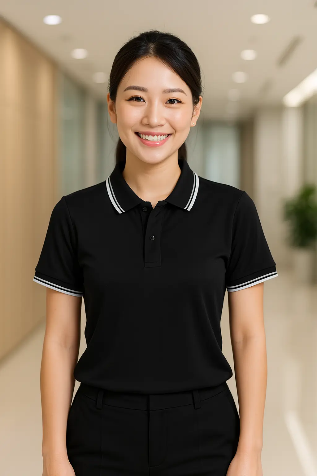 Áo Polo Đen Sọc Trắng Poly Thái – Sang Trọng, Đột Phá Cho Doanh Nghiệp