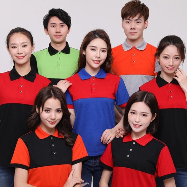 Áo polo đồng phục phối thân may theo yêu cầu