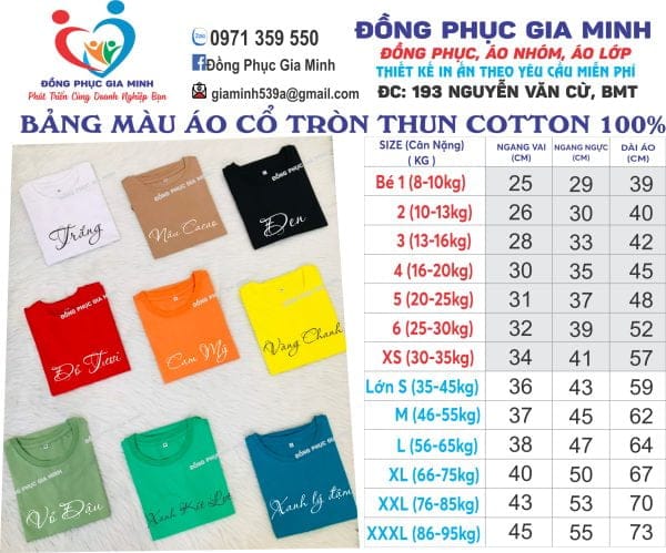 Áo thun cổ tròn cotton 100% - Ảnh 2