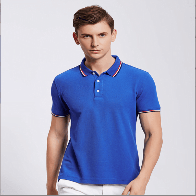 Áo polo đồng phục phối 3 sọc, bo cổ và bo tay