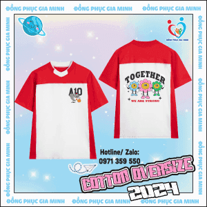 áo lớp teemix trắng đỏ 2024