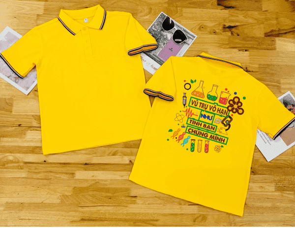 áo lớp polo : poly Vàng 3 sọc