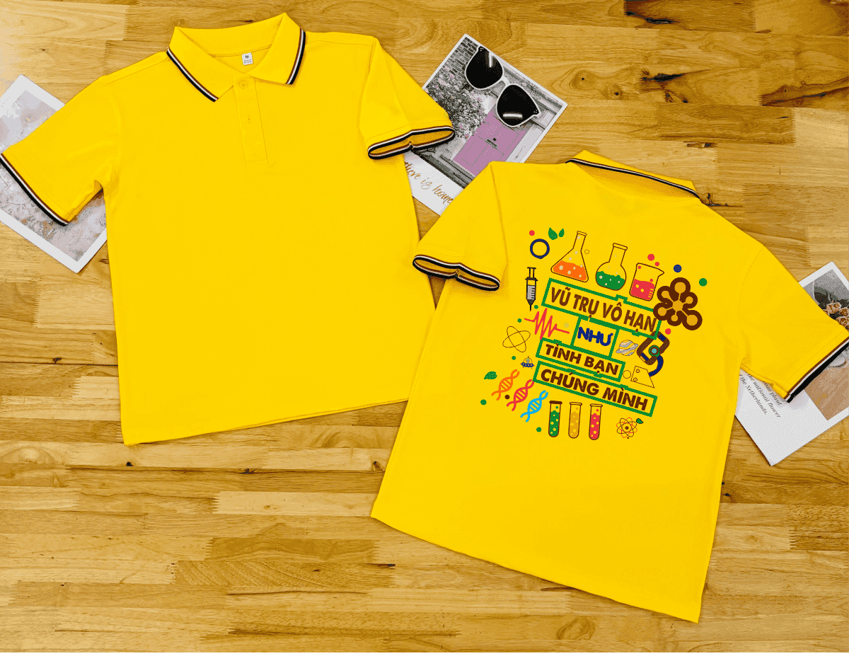 áo lớp polo : poly Vàng 3 sọc