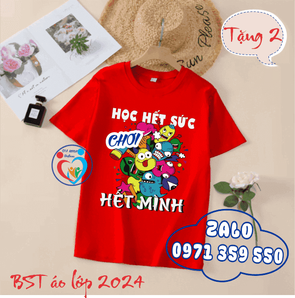 Áo lớp cổ tròn thường màu đỏ - Ảnh 5