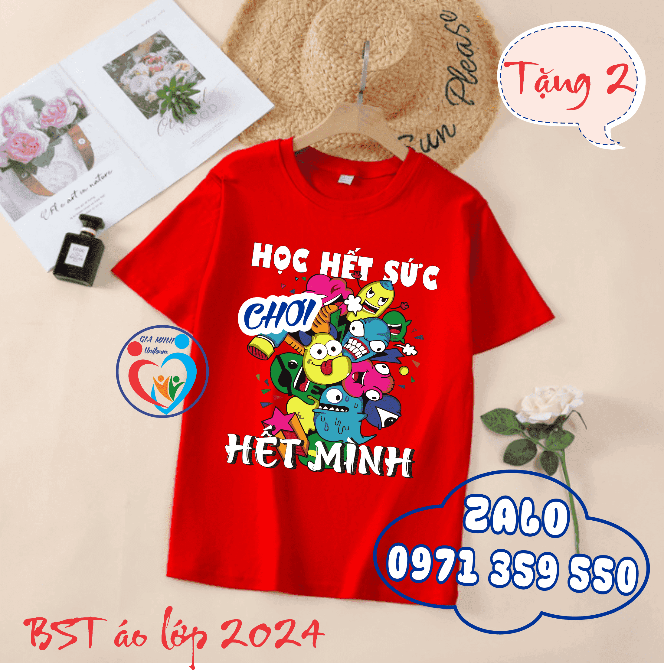 Áo lớp cổ tròn thường màu đỏ - Ảnh 5