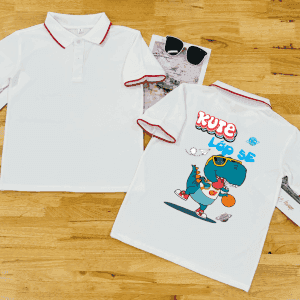 Áo polo trắng 1 sọc đỏ – Năng động, lịch sự, nổi bật cá tính | Thun Poly Thái mềm mại Buôn Ma Thuột