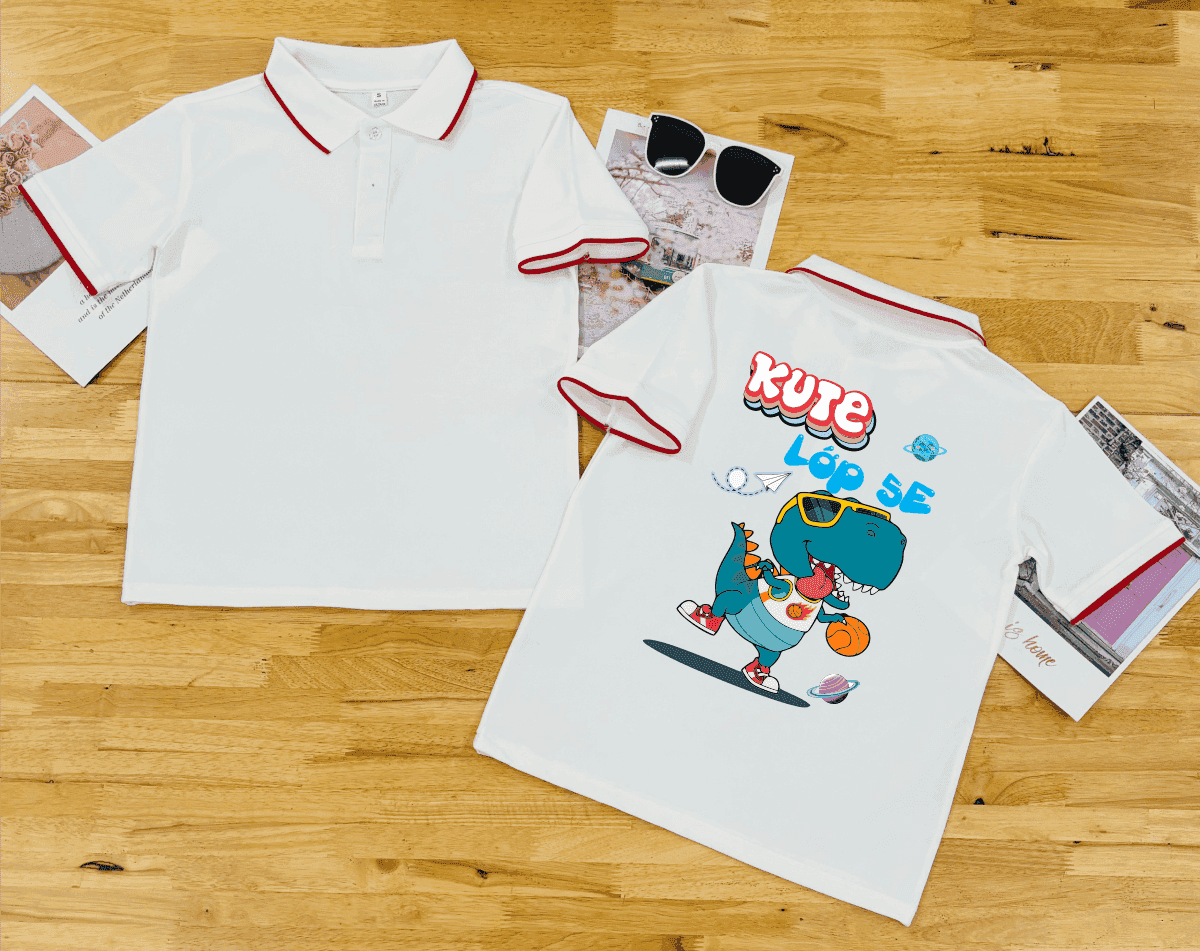 Áo polo trắng 1 sọc đỏ – Năng động, lịch sự, nổi bật cá tính | Thun Poly Thái mềm mại Buôn Ma Thuột