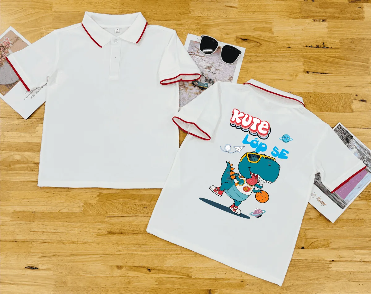 Áo polo trắng 1 sọc đỏ – Năng động, lịch sự, nổi bật cá tính | Thun Poly Thái mềm mại Buôn Ma Thuột﻿