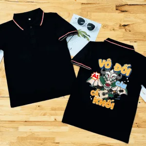 Áo lớp polo: Đen 3 sọc