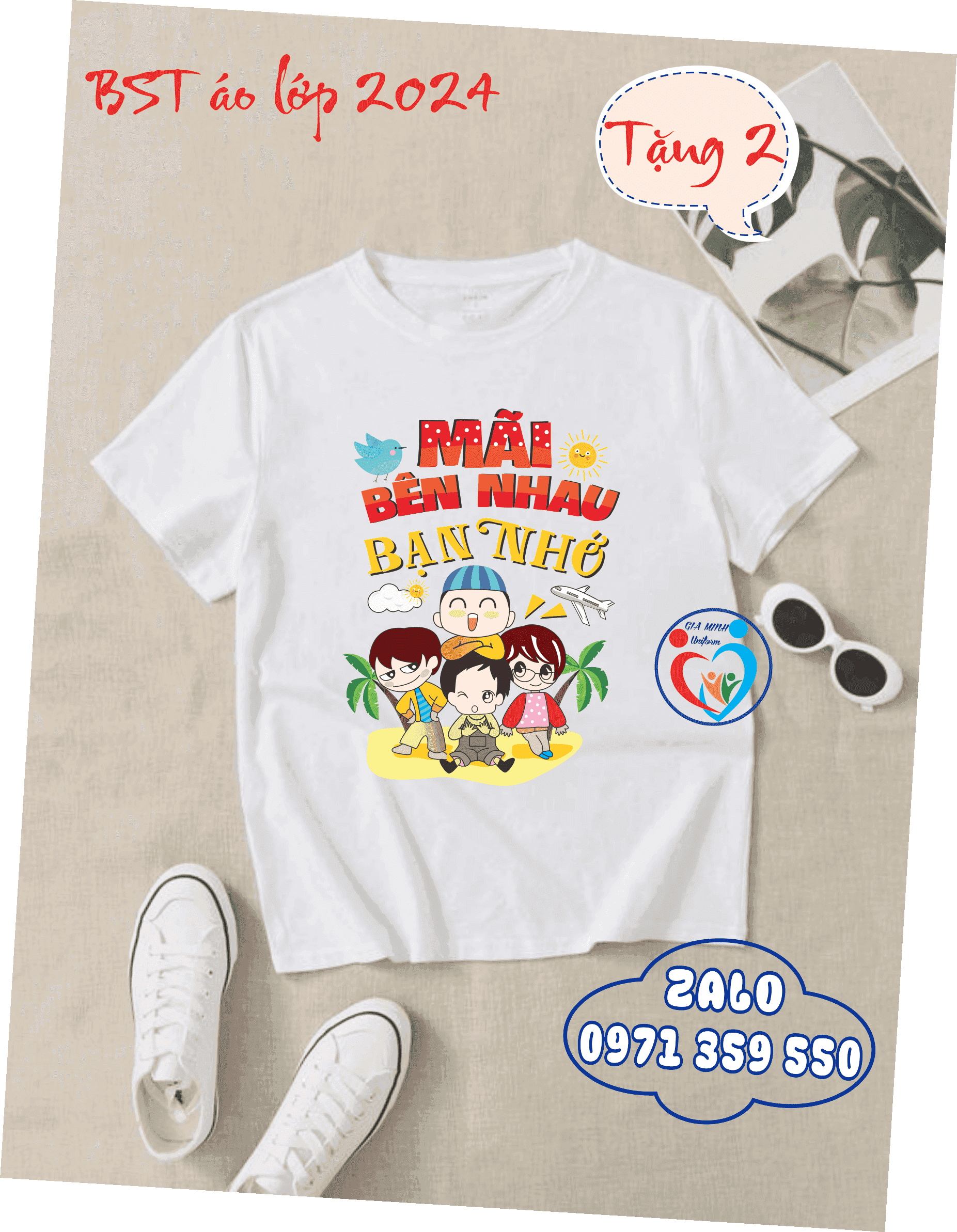 áo lớp cổ tròn thun thường trắng - Ảnh 9