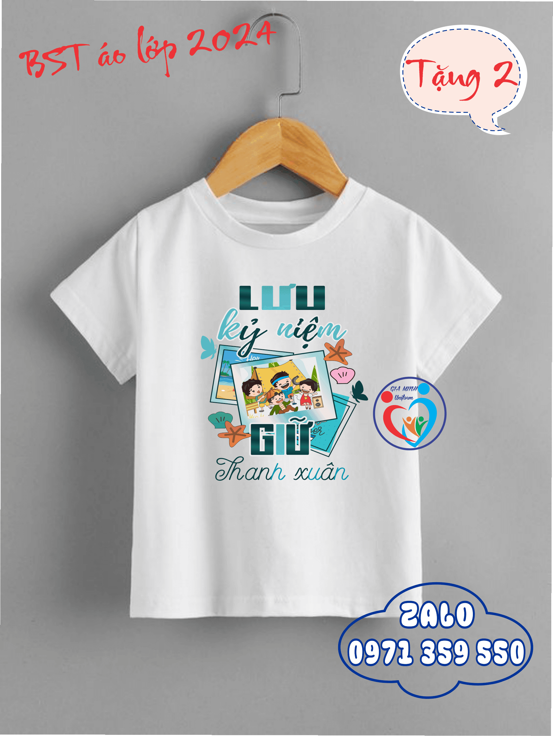 áo lớp cổ tròn thun thường trắng