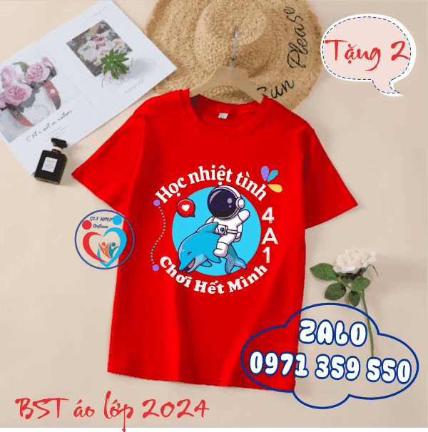 Áo lớp cổ tròn thường màu đỏ - Ảnh 4