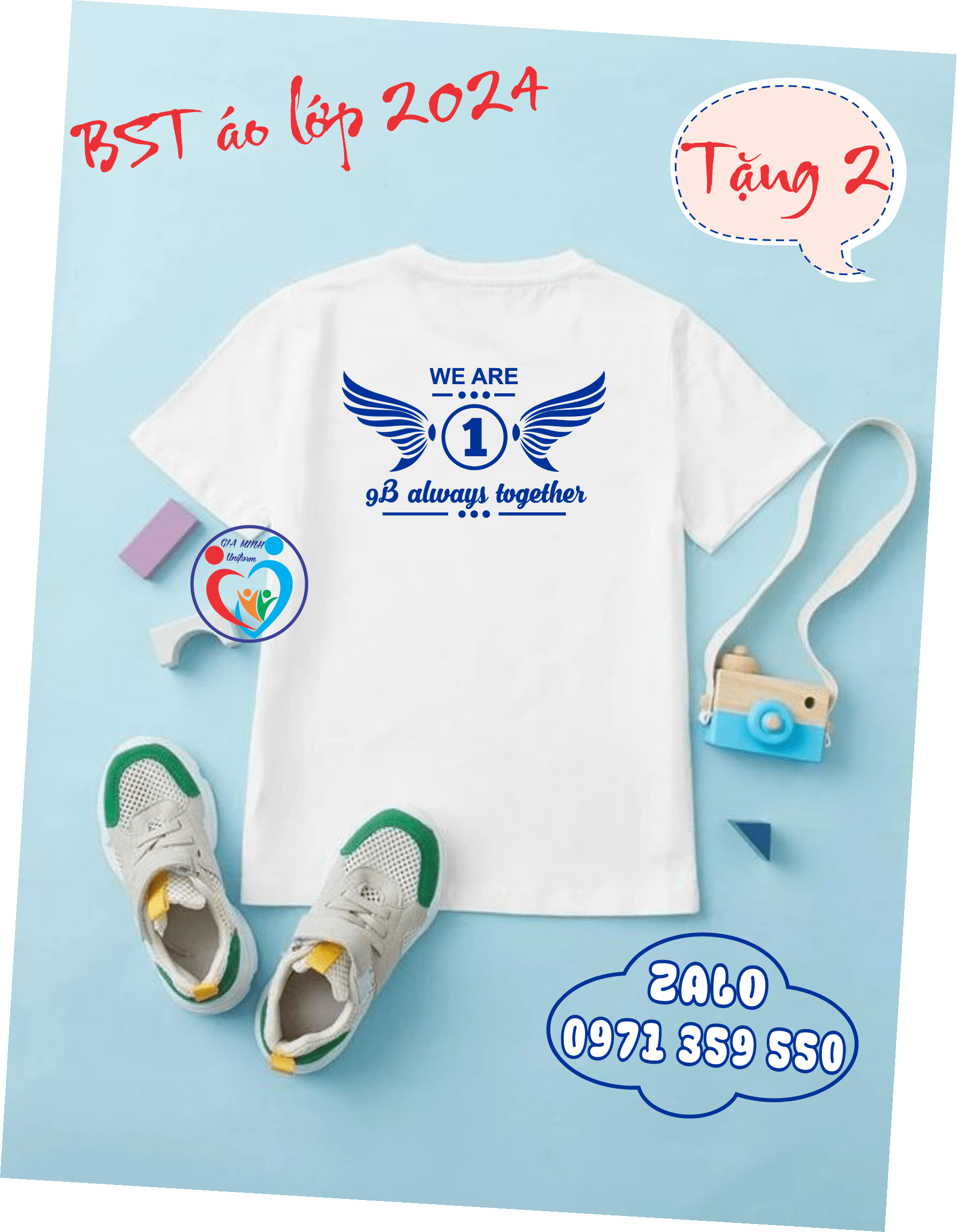 áo lớp cổ tròn thun thường trắng - Ảnh 2