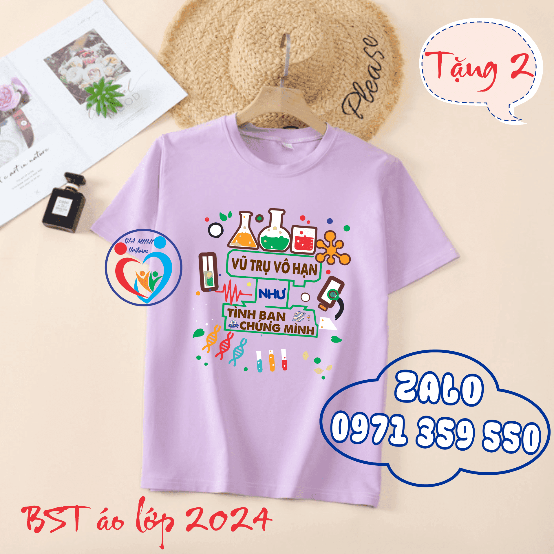 Áo lớp cổ tròn thường màu tím than - Ảnh 4