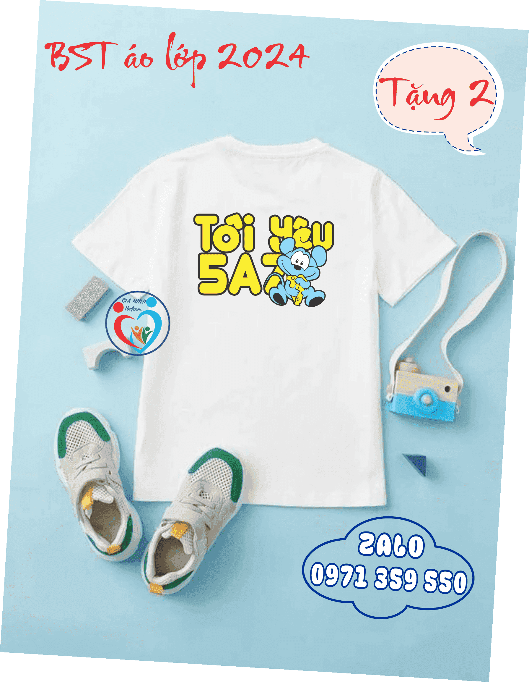 áo lớp cổ tròn thun thường trắng - Ảnh 3