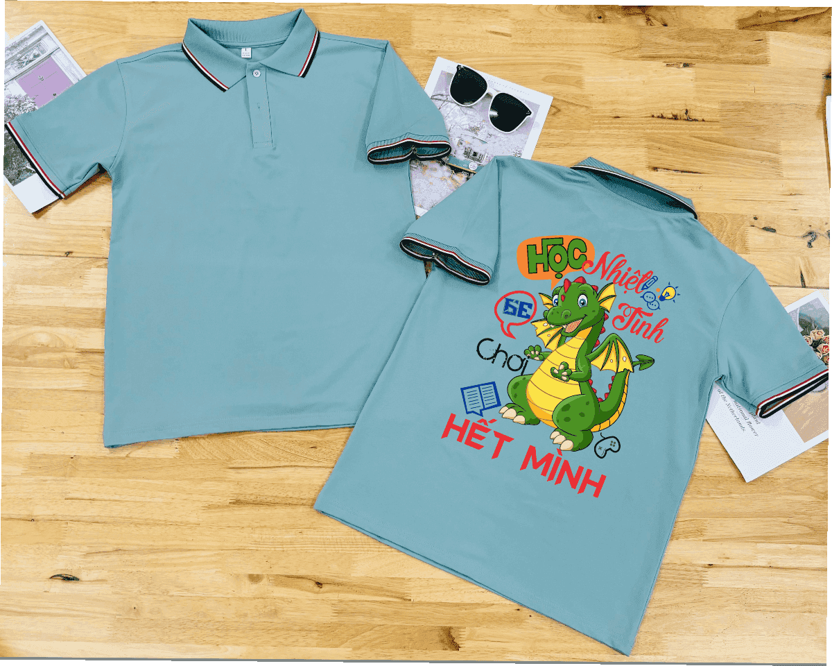 Áo lớp polo: Xanh lam 3 sọc