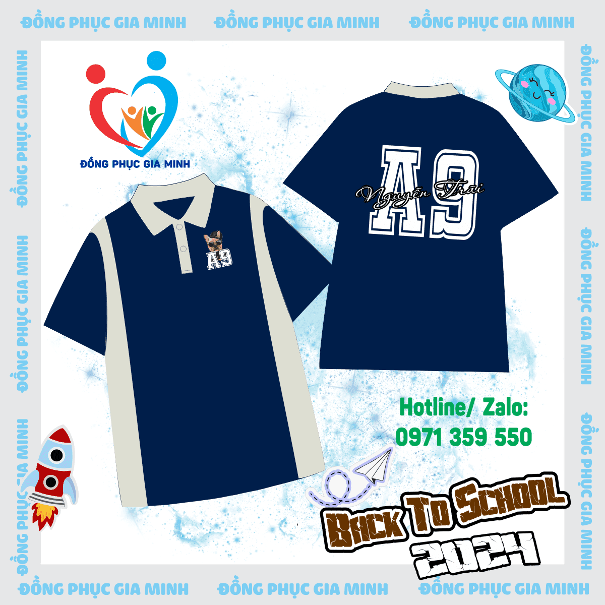 áo polo phối thân : Xanh đen phối hột gà - Ảnh 2