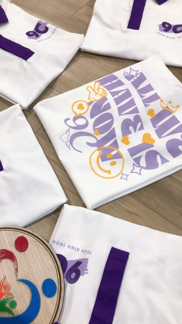 áo lớp polo phối trắng phối tím huế - Ảnh 3