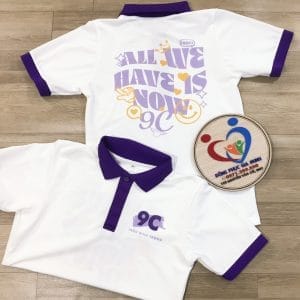 áo lớp polo phối trắng phối tím huế