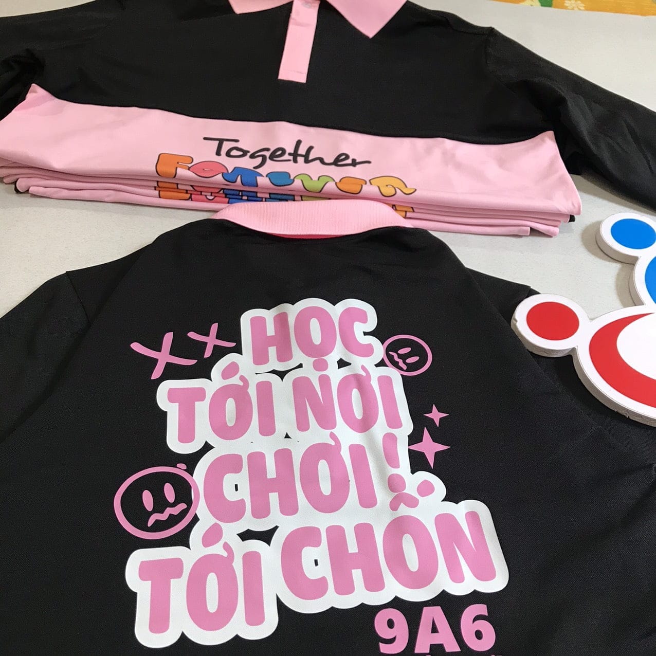áo polo phối thân : đen phối hồng phấn - Ảnh 3