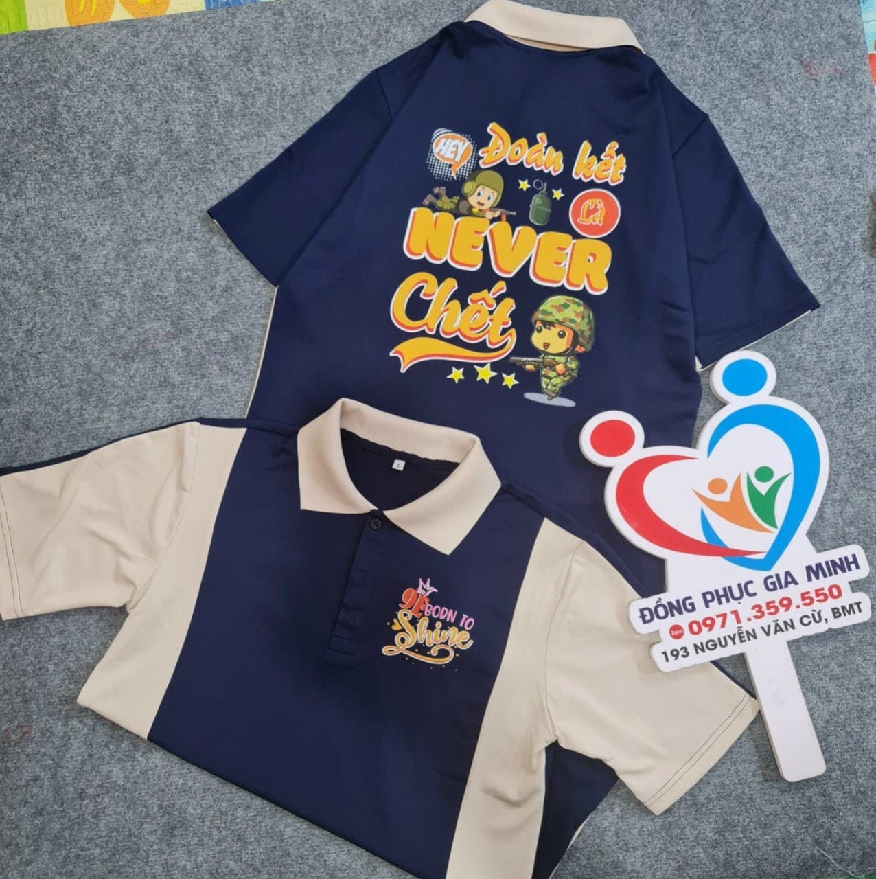 áo polo phối thân : Xanh đen phối hột gà - Ảnh 3