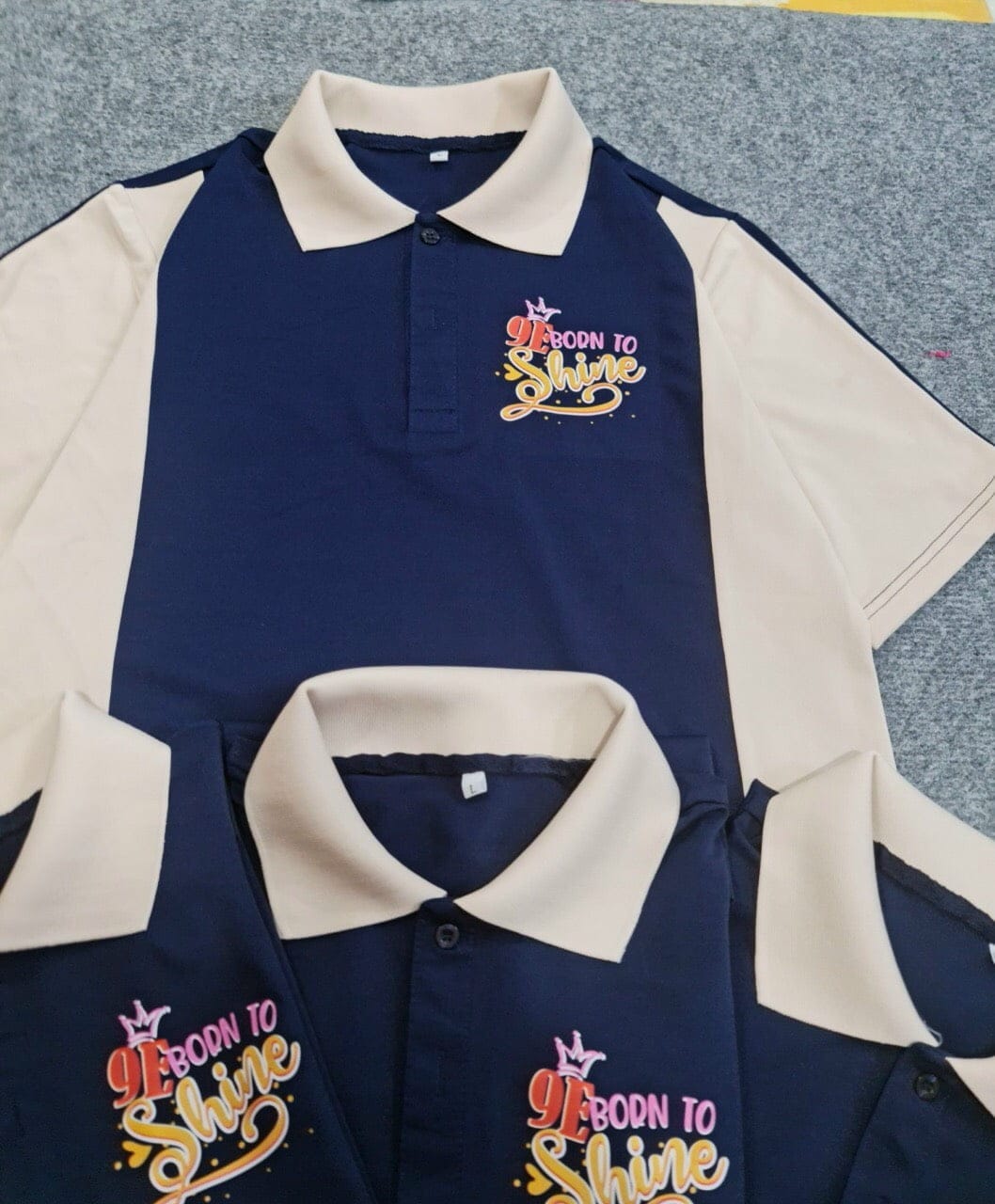 áo polo phối thân : Xanh đen phối hột gà - Ảnh 4