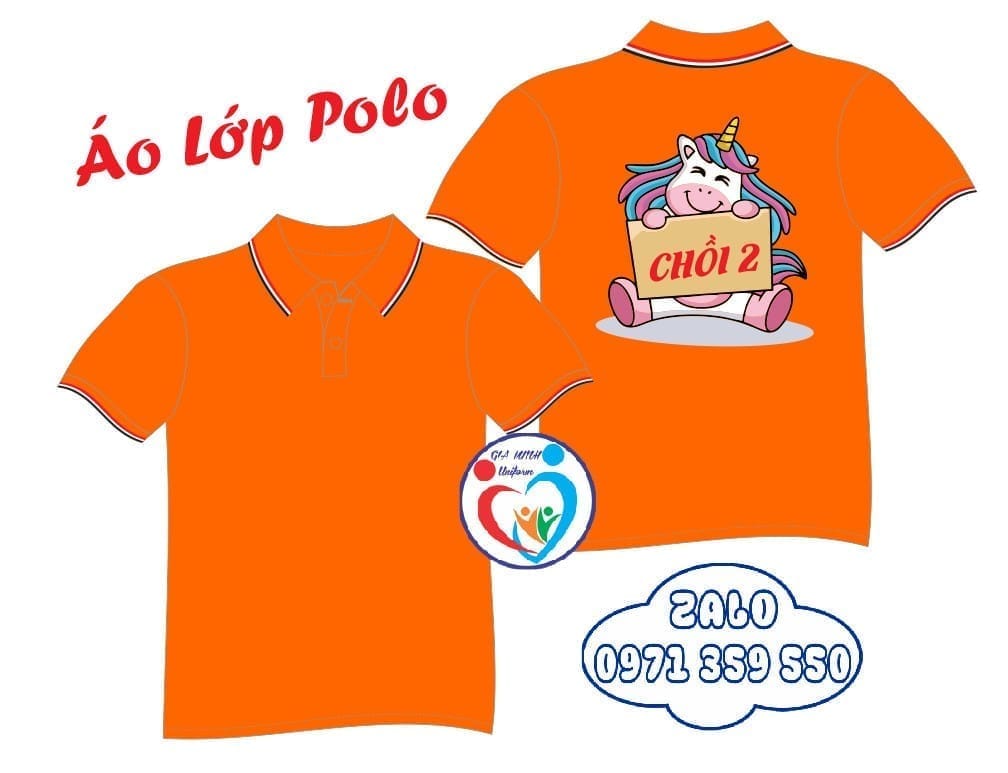 Áo lớp polo: Cam 3 sọc - Ảnh 5