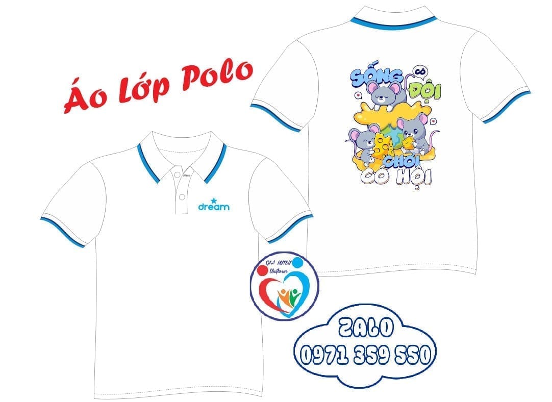 Áo lớp polo: Trắng sọc xanh - Ảnh 6