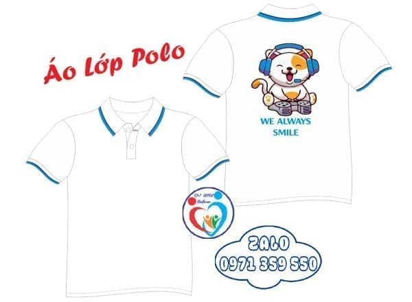 Áo lớp polo: Trắng sọc xanh - Ảnh 5