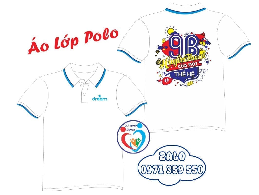 Áo lớp polo: Trắng sọc xanh - Ảnh 4