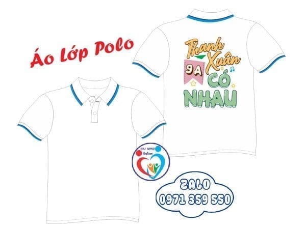 Áo lớp polo: Trắng sọc xanh - Ảnh 3
