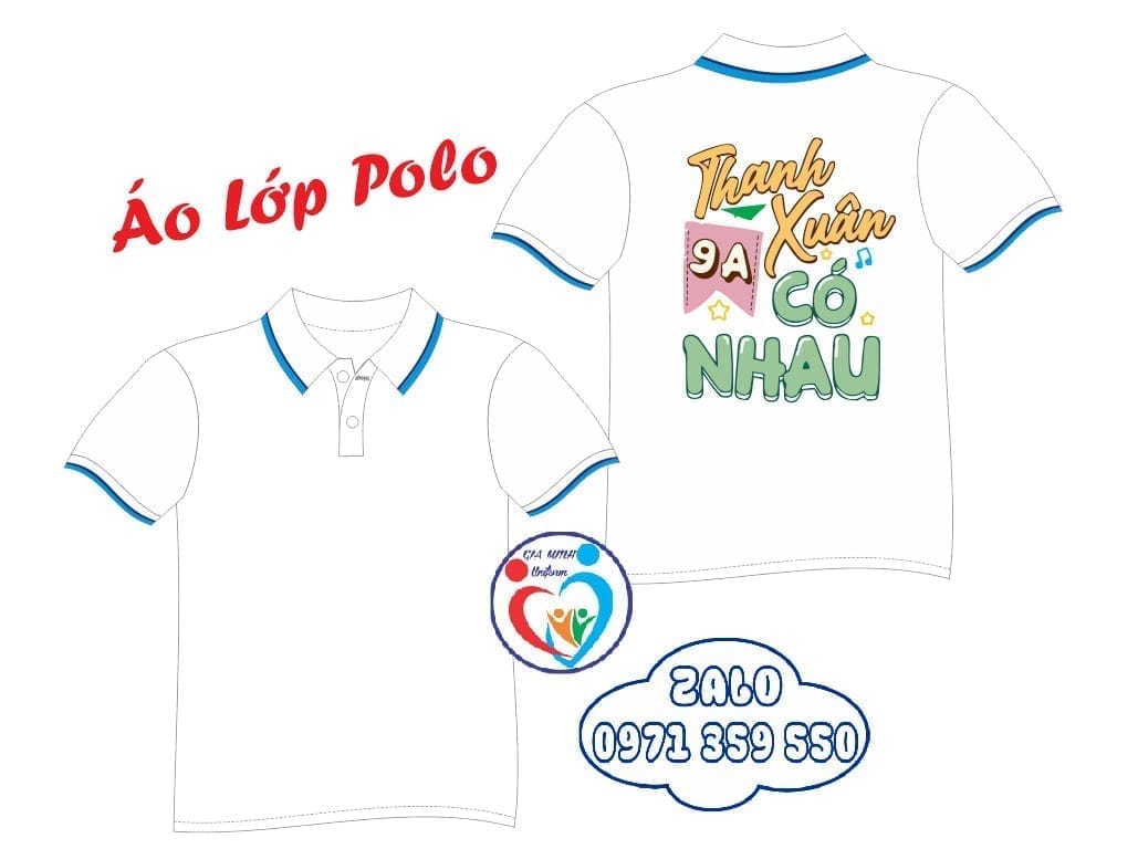 Áo lớp polo: Trắng sọc xanh - Ảnh 3