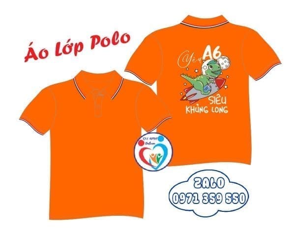 Áo lớp polo: Cam 3 sọc - Ảnh 3