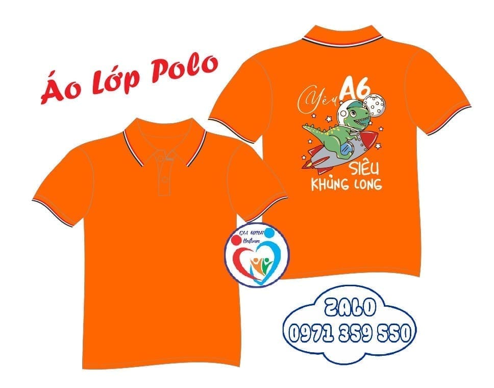 Áo lớp polo: Cam 3 sọc - Ảnh 3
