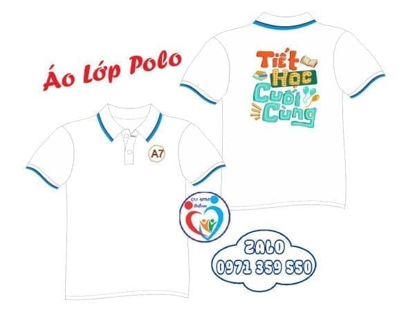 Áo lớp polo: Trắng sọc xanh - Ảnh 2