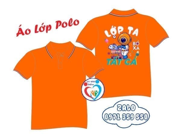 Áo lớp polo: Cam 3 sọc - Ảnh 2