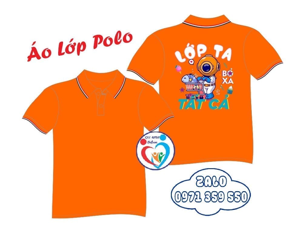 Áo lớp polo: Cam 3 sọc - Ảnh 2