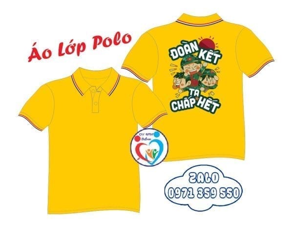 áo lớp polo : vàng bò 3 sọc - Ảnh 2