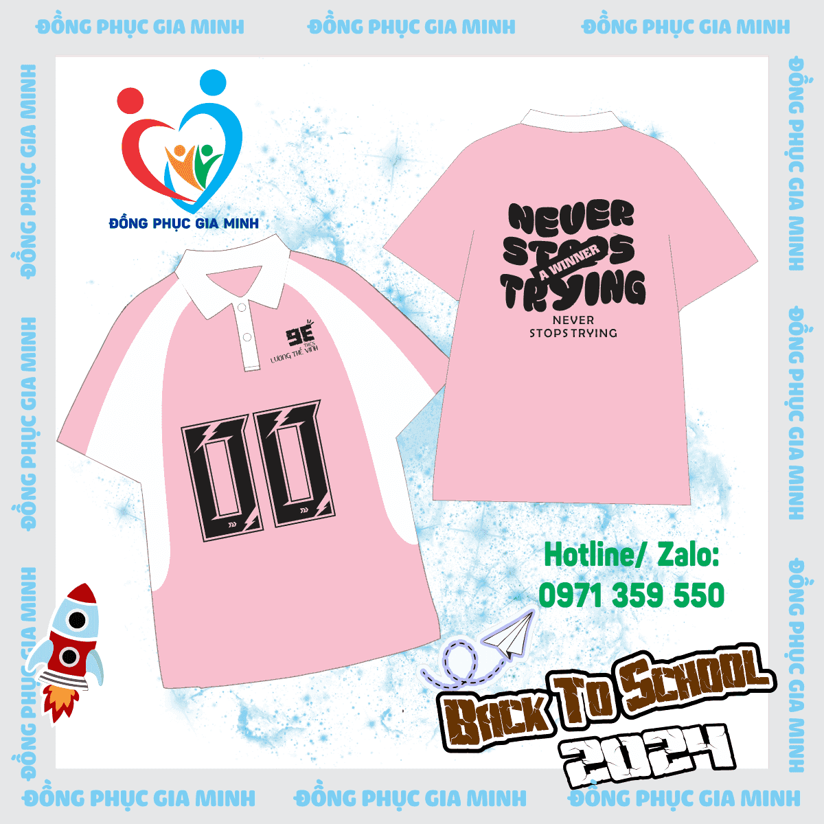 Áo polo phối thân : Hồng phối trắng