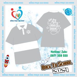 Áo polo phối thân : Trắng phối xám