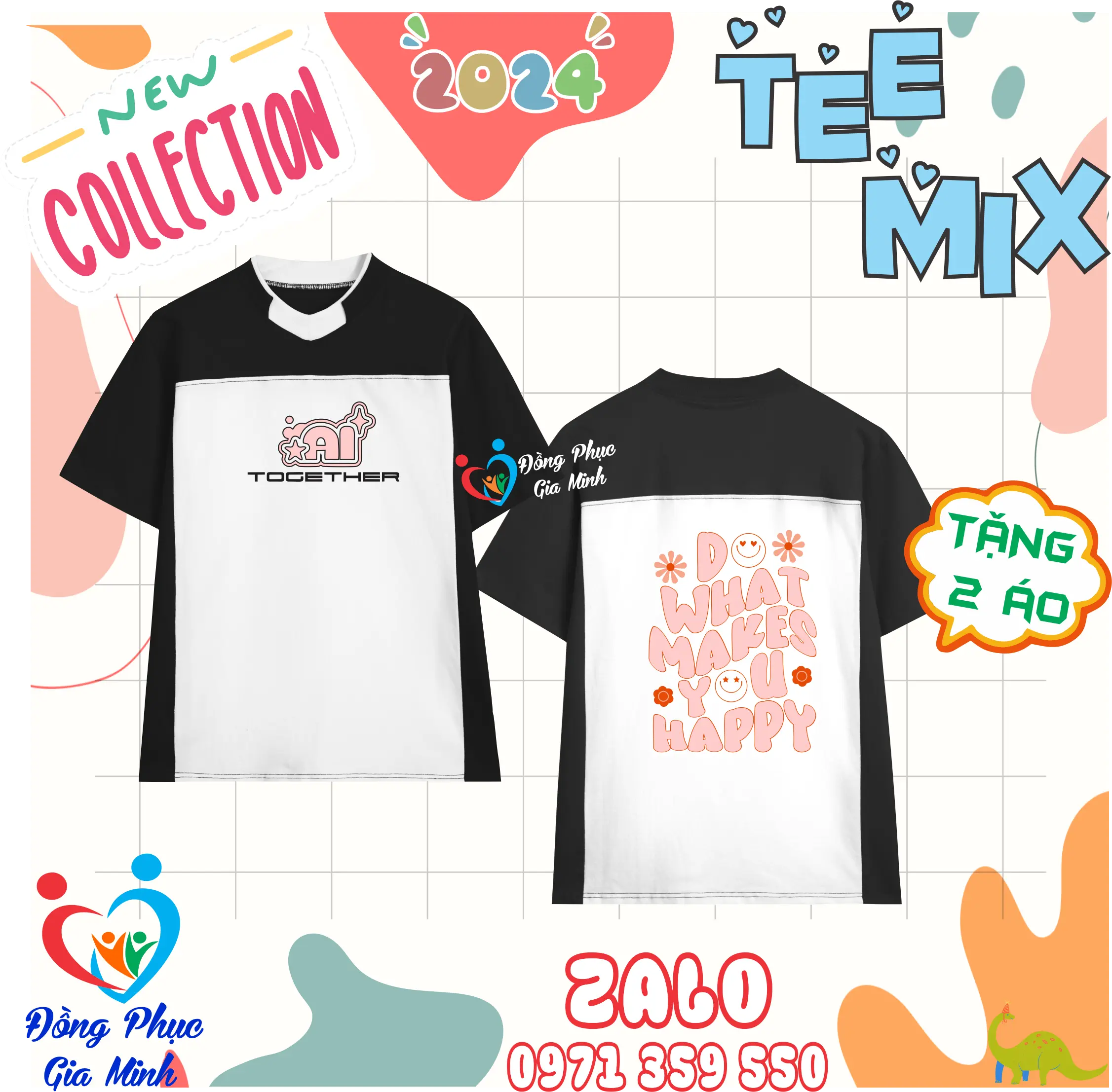 áo lớp TeeMix : Đen - Trắng