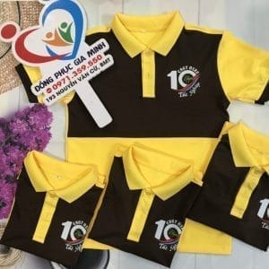 Áo polo phối thân : Vàng phối đen