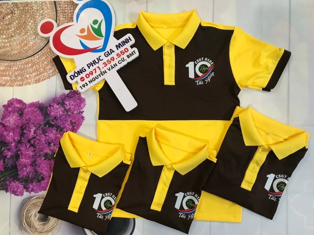 Áo polo phối thân : Vàng phối đen