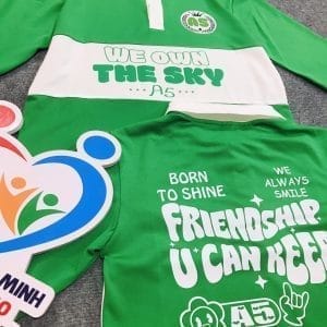 áo polo phối thân: Xanh két phối hột gà