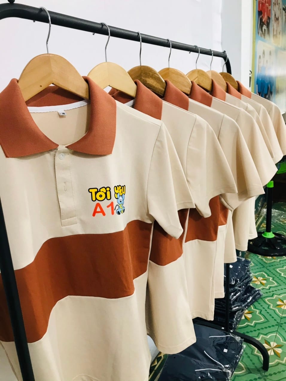 Áo polo phối thân : Ca cao phối hột gà - Ảnh 5