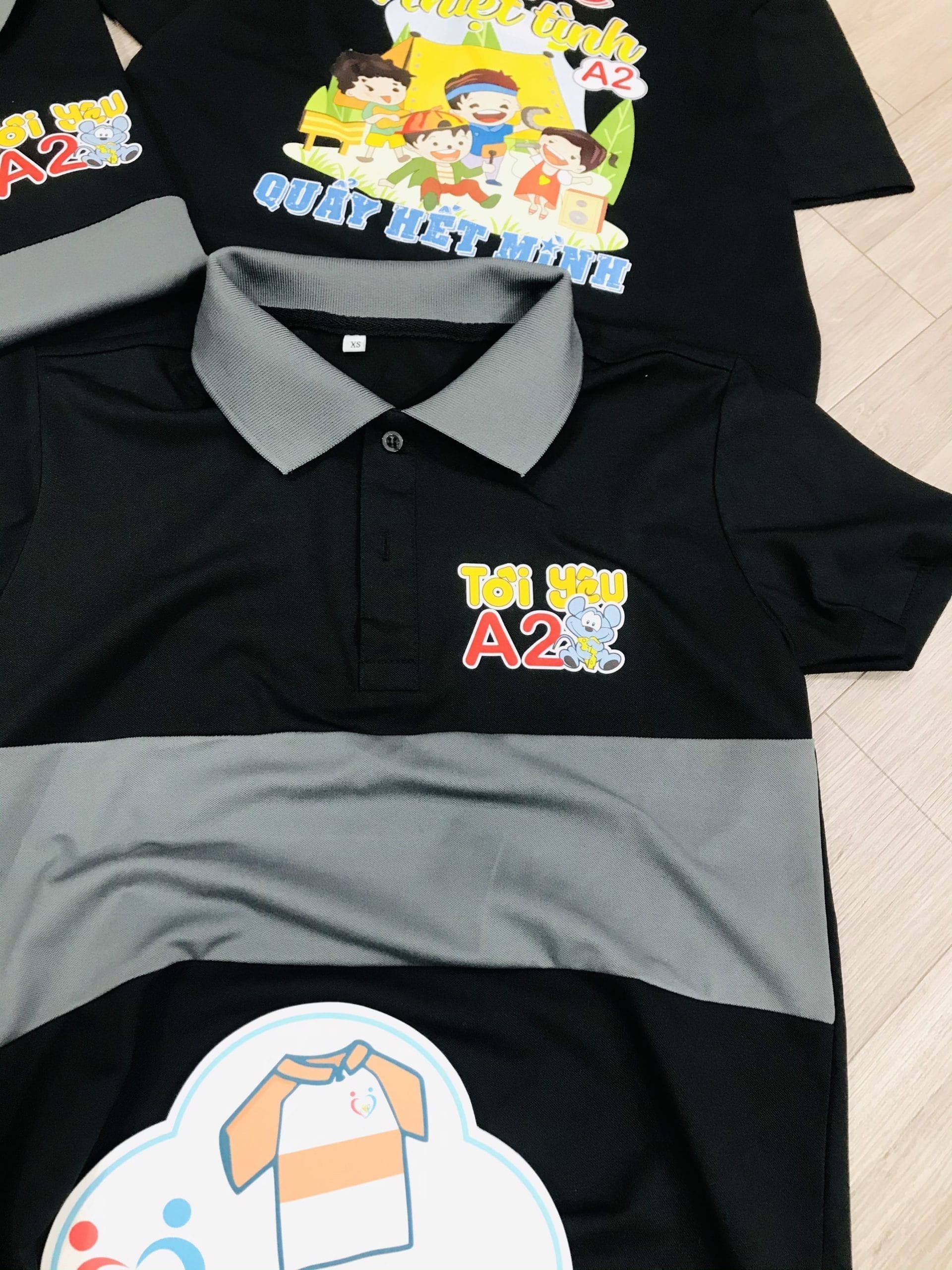 áo polo phối thân: Đen phối xám chì - Ảnh 3