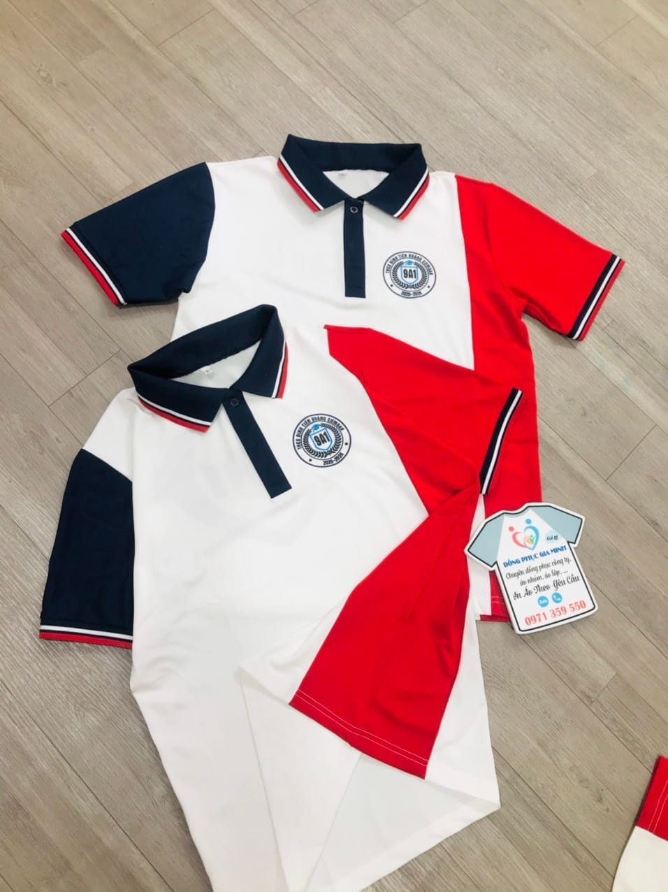 Áo polo phối thân : trắng phối đỏ và xanh đen - Ảnh 2