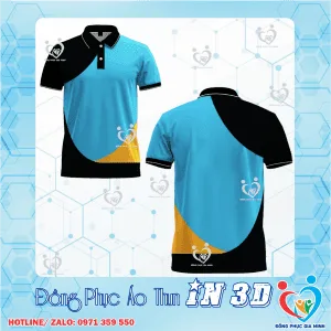 Áo Thun 3D Phối Màu Đen, Xanh Ya, và Cam