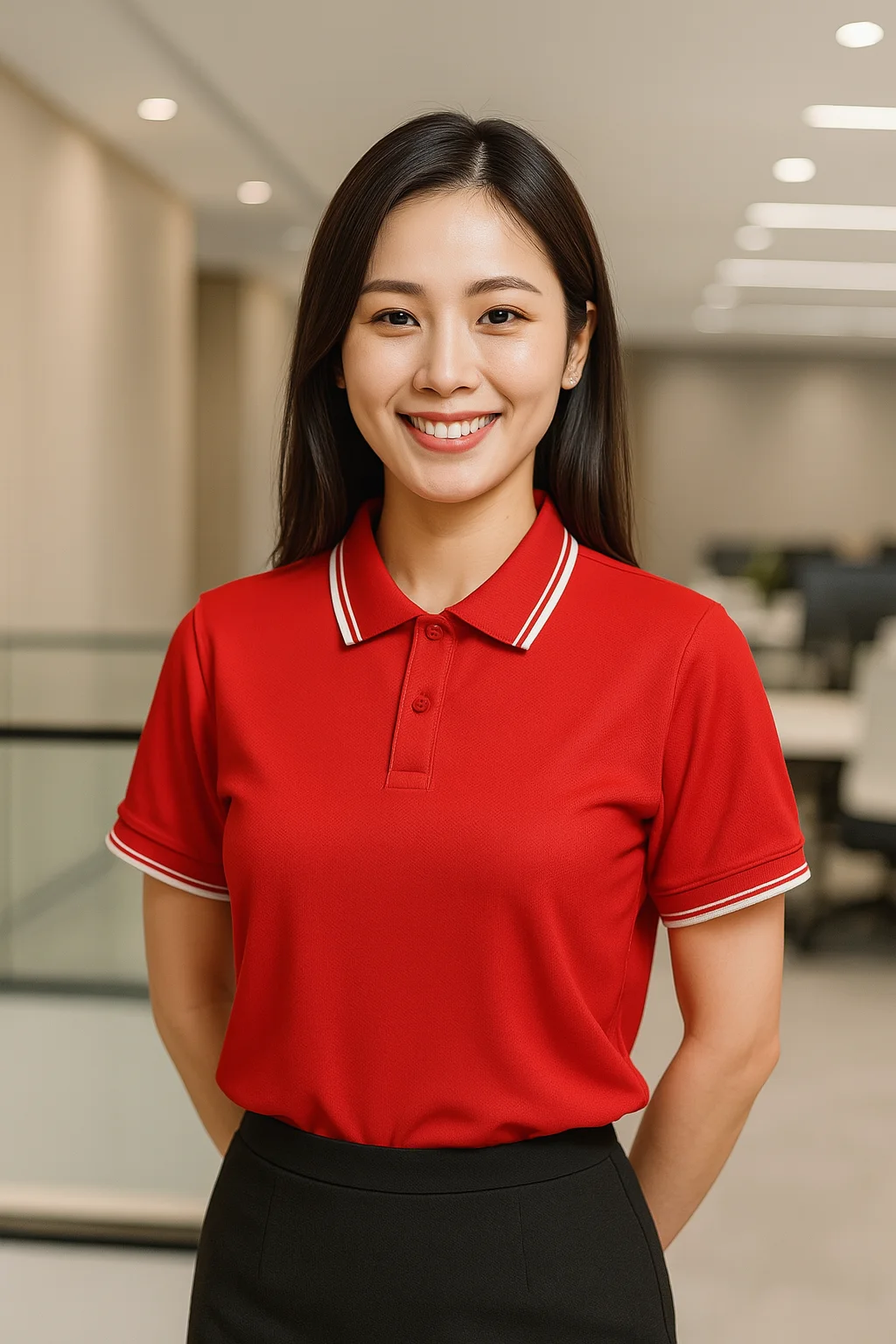 Áo Polo Đỏ Phối Sọc Trắng – Nhiệt Huyết Thành Công | Đồng Phục Gia Minh